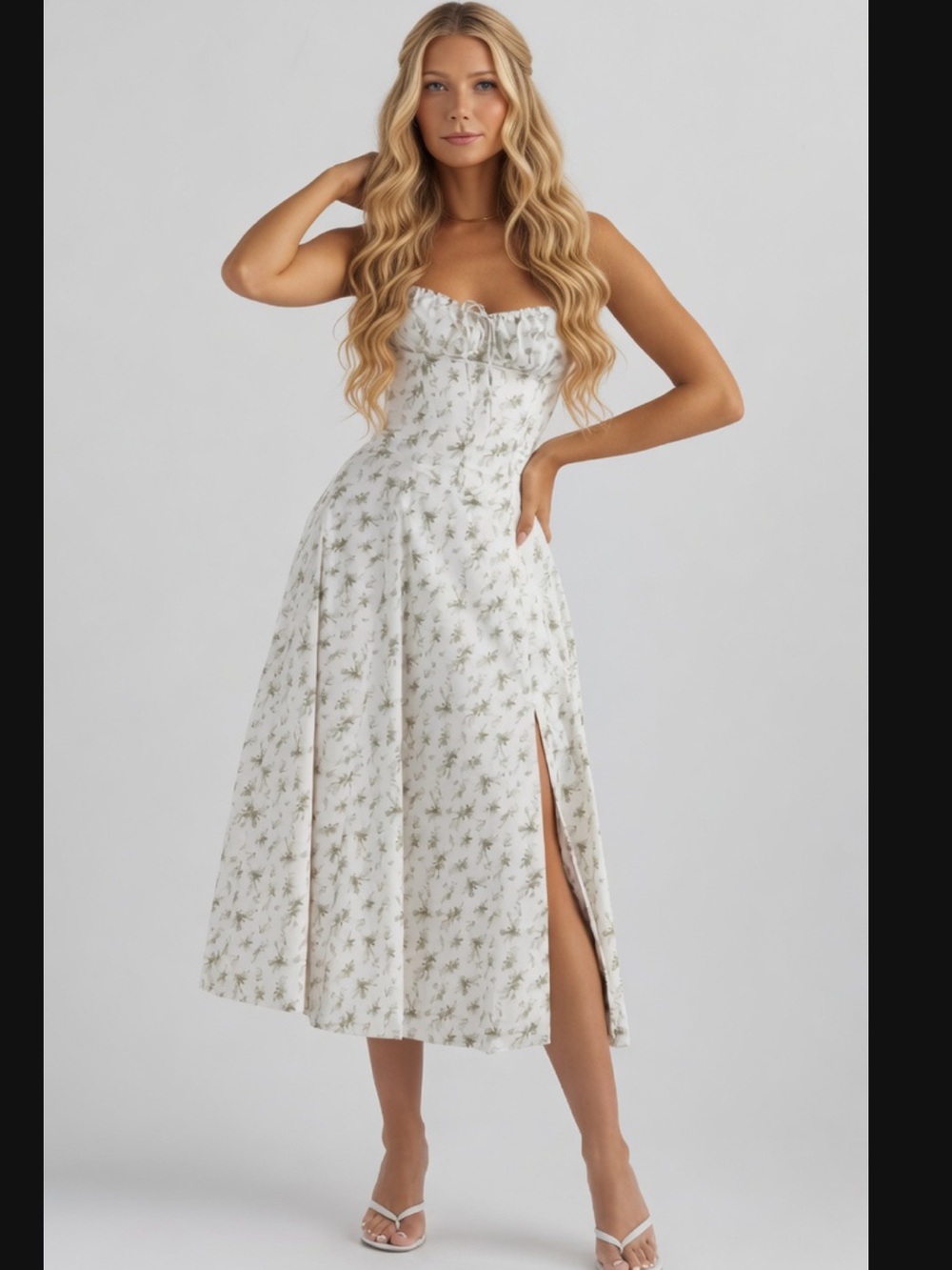 HOUSE OF CB 'Carmen' Garden Print Bustier Sundress/Small(Plus)US4-6 $299